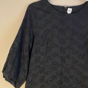 12T Gap Black Eyelet 3/4 Puff Sleeves Dress